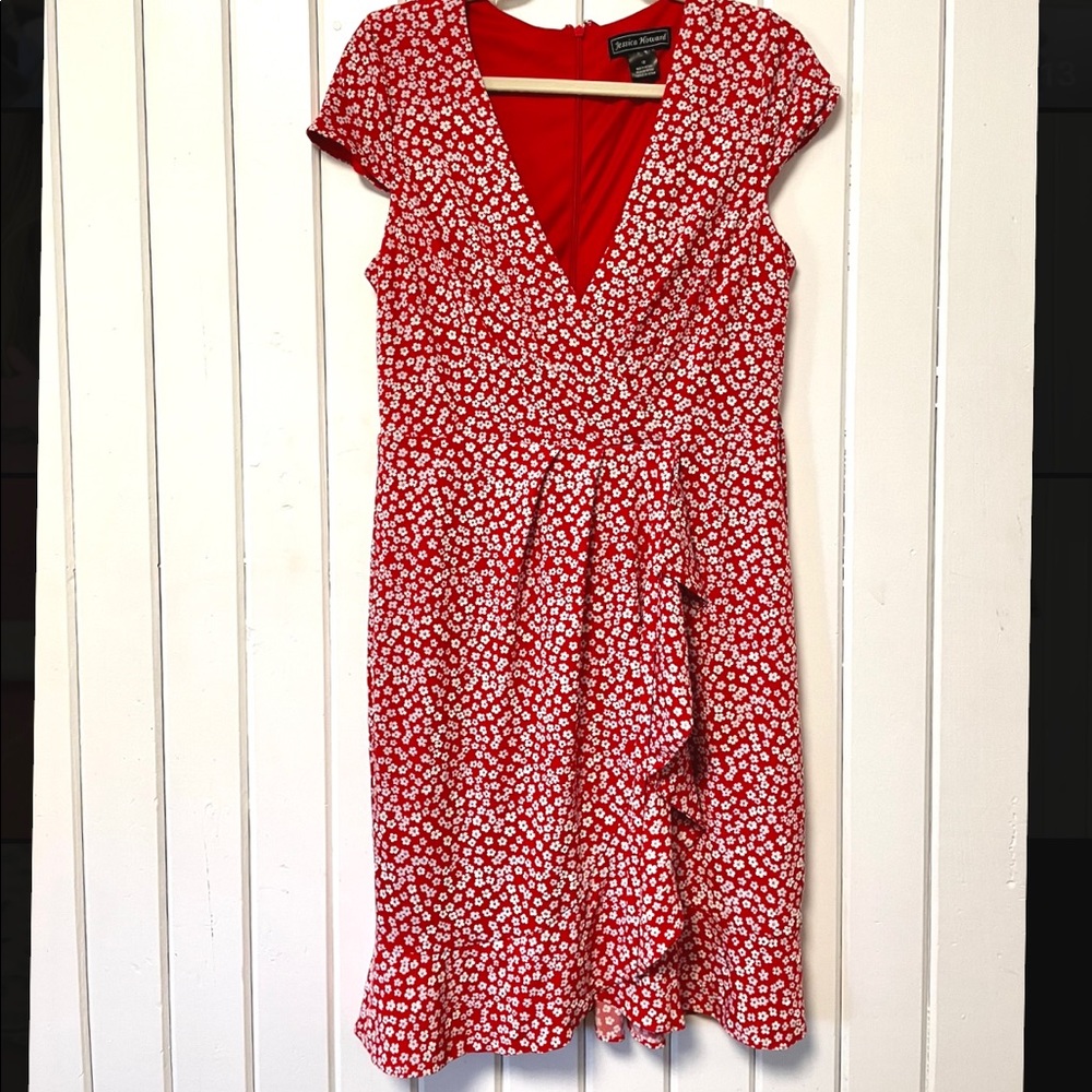 Red Flower Wrap Dress